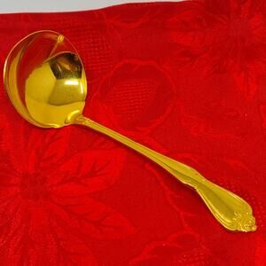 Oneida Golden ARBOR True ROSE 1881 Rogers Ltd Gravy Ladle Flatware 7 1/4 Gold